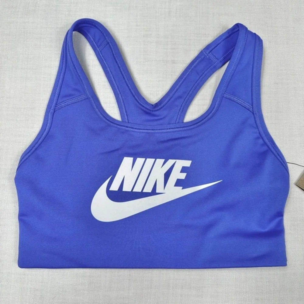 Nike Swoosh Futura Sports Bra XS Blue Joy Dry Fit Racerback Non-Padded 899370413